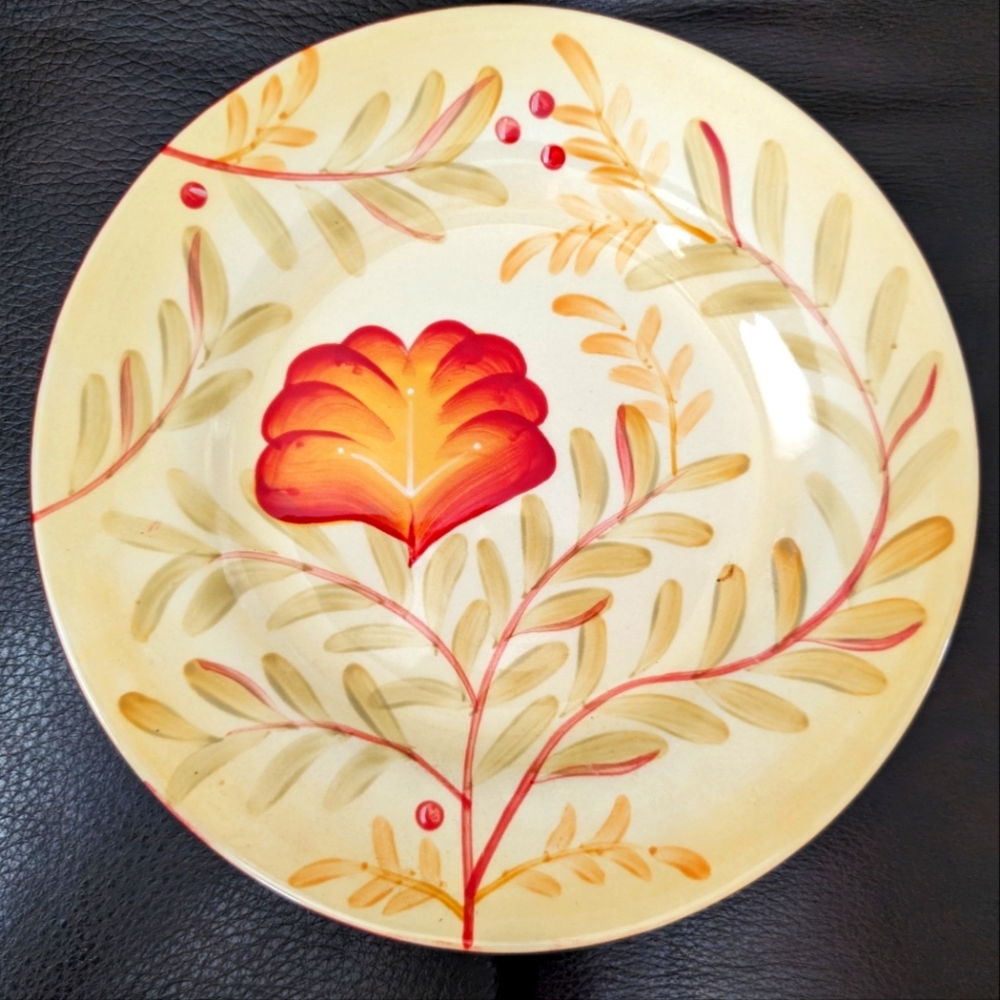 Deb Hrobic for Demdaco Cottage Hill 2006 hand‎ painted orange floral 8" plate